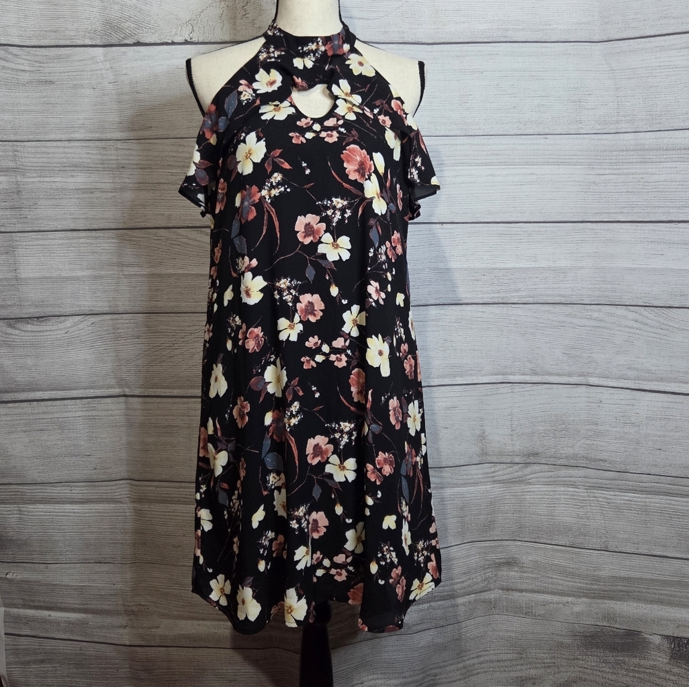 Maurices Black Floral Dress, Size M